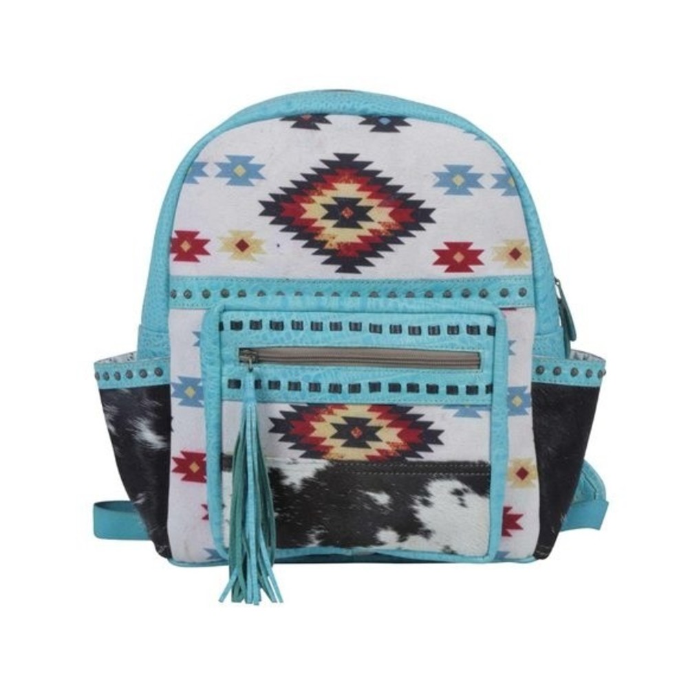 Myra Bag Handmade Wild Backpack Upcycled Canvas & Cowhide Leather - Picture 8 of 9